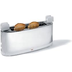 Alessi SG68 Grille-Pain Design avec Chauffe Croissants Acier Inoxydable et PC Blanc