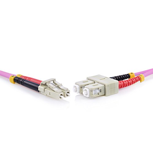 TPFNet Premium 5,00m LWL Kabel – LWL Patchkabel OM4 SC/LC – LWL Multimode Patchkabel OM4 SC/LC – LWL Netzwerkkabel OM4 SC/LC – LWL Duplex Patchkabel OM4 SC/LC – Lichtwellenleiterkabel OM4 SC/LC – Glasfaser-Netzwerkkabel – LWL Fiber Channel (SC Duplex Stecker an LC Duplex Stecker- 50/125µm – für 10 Gigabit/s) – Violett - 3
