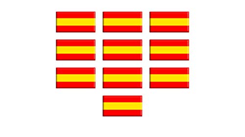 Dhabmin Pegatinas Bandera de España Adhesivos Bandera de España de Resina Pack 10 uds