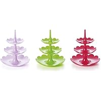 Excelsa Flower Soporte, Plástico, Lila/Rojo/Verde, 15 x 18 x 21 cm