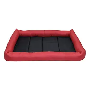 Hiputee Rectangular Waterproof Washable Metal Crates Fits Sizes for Dog Cat Pet Bed (Small, Red-Black)