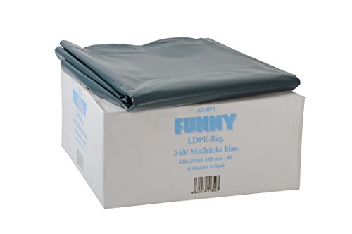 Funny LDPE-Regenerat Müllsäcke, blau, lose, 240 l, Typ 80, 1er Pack (1 x 100 Stück)