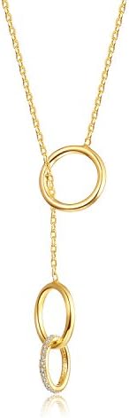 Fancilla Gold Plated Interlocking Circle Pendant Necklace Jewellery for Women with Cubic Zirconia, 18 inch
