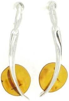 Amber Art Sterling Silver and Amber Slither Drop Earrings with Stud Fitting