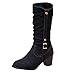 Produktbild Dorical Cowboy Boots für Damen/Frauen Winterschuhe Langschaft Stiefeletten mit Blockabsatz Western Biker Boots Denimoptik Schlupfstiefel Reitstiefel Damenstiefel Gr 35-43(Schwarz,41 EU)