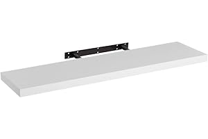 LOLAhome Estante de Pared Flotante de Madera MDF Blanco Decorativo,Balda de Pared,De 23x100 cm para Salón, Cocina, Oficina, Dormitorio,Resistente
