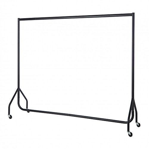 Shopfitting Warehouse Stabiler, Großer Kleiderständer, Garderobenständer – Robuste 183cm lange Profi-Kleiderstange komplett aus Stahl in Schwarz