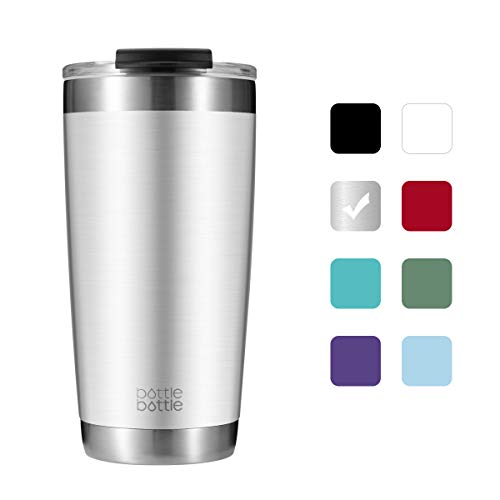 BTTLE Tazza da Viaggio isolata con Coperchio e Maniglia, 591ml / 20oz, Bicchiere in Acciaio Inossidabile per Acqua Calda (Acciaio Inossidabile)