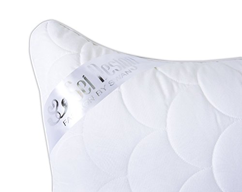 Sei Design® Bezug für Seitenschläferkissen in S-WELLE-Design 40×130 cm, Satinstoff mit Reißverschluss und aufgesticktem Logo. (schoko-braun) - 5