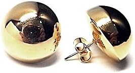 925m silver earrings gold plated Law average 18mm smooth ball. [AB1354]