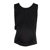 Koly Maternity Breastfeeding Vest Shirt Blouse Pregnant Clothes Nursing Tops (Black)