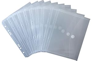 ‎KIM KRANHOLDT Dokumententaschen 40956-04 Sammelmappen Sichttaschen A5 quer transparent natur, mit Euro-Lochung, Abheftrand, Klappe und Klettverschluss - 10 Stück