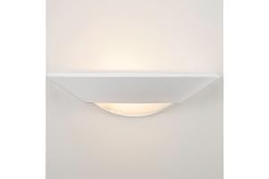 LightHub Half Moon Modern Up Gypsum Plaster Indoor Paintable Wall Washer Uplight E27 (ES) Sconce Light Fitting White (with LED Dimmable Bulb)