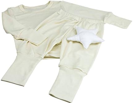 GREEN ROSE 100% Merino Wool Kid's Girl Boy Pyjama Set Toddler Nightwear (122/128 cm 5-7 Years, White)