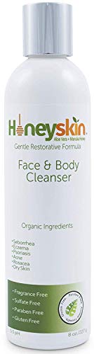 Honeyskin Organics Suave Hidratante Orgánico Detergente Cara & Cuerpo (236 ml) Eczema, Psoriasis, Rosacea, Aloe Vera, Botánicos, Sin Parabenos, Sin Sulfatos, Sin Fragancia, No Alergénicos