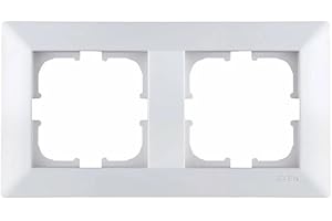EXEN Cadre de Finition Double Blanc 154 mm - 2 Postes Série ODAK - Plaque Murale Encastrable pour Prise Électrique et Interrupteur - Design Moderne Compatible avec Modules EXEN - O102/01E