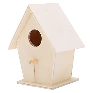 Hanging Bird House, DIY Wooden Bird Birdhouse Kit Hanging Wooden Bird House Craft Supplies for Birds for Outside Indoors Gardens, Yards(Default)