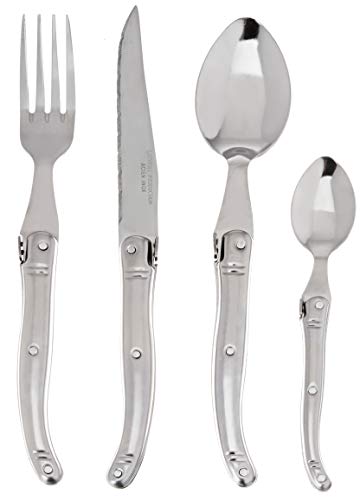 Laguiole Production - Ménagère 24 pièces - Set de couverts de table acier inoxydable pour 6 personnes - Présentation coffret cadeau - Couleur Argent
