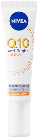 NIVEA Q10 Anti-Rughe Energy Contorno Occhi Illuminante 15 ml, Contorno occhi antirughe e idratante, Eye Cream con Coenzima Q10, Vitamina C e Glycostop, Skincare per pelle stanca e spenta