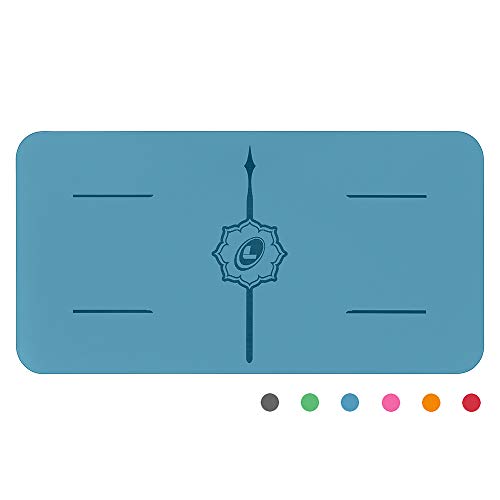 Liforme Yoga Pad - Coussin de Yoga pour Genoux, Coudes et Mains - Tapis de Yoga Ecologique et Antidérapant avec Un Système Unique et Original de Repères pour L'alignement - Bleu