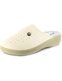 New Ladies/Womens Full Toe sandalias de cuña Paso En Mule.-Blanco-UK tamaños 3-7