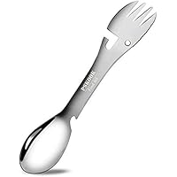 PSKOOK Spork Outdoor Löffel Gabel Messer Flasche Dosenöffner Camping Edelstahl Besteck Reisen Funktionelle Essen Multi…