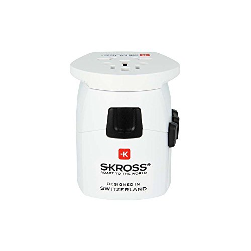 SKROSS PRO Light - World: 3-Pol-Reiseadapter mit patentiertem Länderschiebersystem für Reisen von und in über 200 Länder (USA, UK, Australien, China, …)