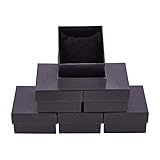 BENECREAT 6 Pack Noir Mat Kraft Carton Boîtes à Bijoux Boîtes-Cadeaux avec Velvet Rempli pour Bracelet Montre Forme Carrée, 8.7x8.7x5.5cm