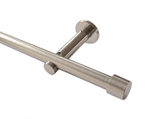 BELLANI Gardinenstange Vorhangstange 16mm – Edelstahl-Optik - 1-läufig (ohne Ringe)