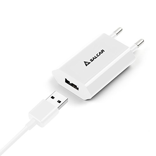 Salcar Ladegerät – 1 Meter Micro USB Kabel MicroUSB zu USB Ladekabel + 5V USB Netzteil Stecker Adapter für Samsung , Google Nexus 6P, HTC, Huawei, LG, Sony, Motorola, Nokia usw. (Weiß) - 4
