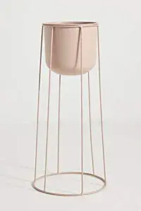 Weston Crafts Metal Planter Stand Set of 1 Modern Planters for Indoor Outdoor Kitchen Living Room Plants, Pink