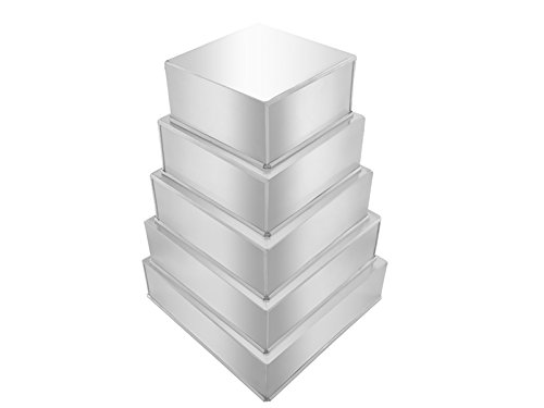 EURO TINS 5 Backformen Quadrat f?r mehrst?ckige Hochzeitstorte – 5er-Set - 2