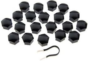 Set of 20 21mm Black Bolt Head Hexagonal Nut Covers Caps Protectors for Car Wheels
