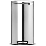 Brabantia 482007 - Cubo de basura, Flatback, 30 litros, ahorra espacio, cubo interior de plástico extraíble, acero mate anti-huellas