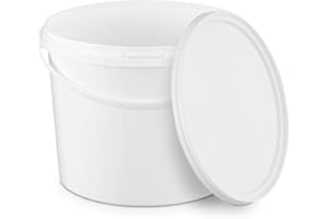 BenBow Seau avec Couvercle 3l Blanc - Convient pour Aliments, Stable, étanche à l'air, Anti-Fuite, inodore - récipient de Conservation en Plastique, avec poignée - Vide, 10x 3 litres