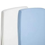 4 X draps-housses Compatible avec Chicco Next 2 Me 100% coton - blanc/bleu