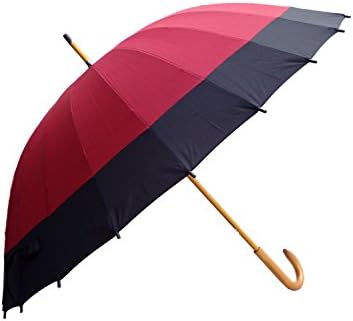 Red Beatiful 24 Ribs Oversize Durable and Strong Enough Umbrella Windproof Waterproof Wood Handle Umbrella