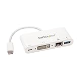 adapter für laptop Bietet einen DVI-Videoausgang, einen USB-3.0-Port und einen Gigabit-Ethernet-Port für Ihren USB-C-Windows- oder MacBook-Laptop