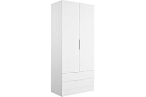 Composad | Armadio della Linea ESPRESSO con 2 Ante e 2 Cassetti, Armadio Contenitore, Salvaspazio, per Camera da letto, Lavanderia, (LxAxP) 81,9x184,4x46,3 cm, Colore Bianco, Made in Italy