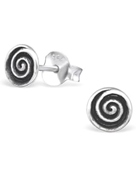 Laimons Damen-Ohrstecker Damenschmuck Spirale oxidiert Sterling Silber 925
