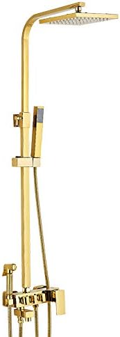 Shower faucet European full copper shower gold square bathroom hot cold shower head shower set shower system