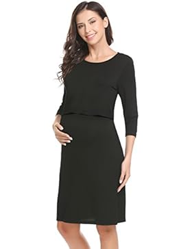 Keland Damen Casual Strickkleid O-Ausschnitt Dropped Schulter Langarm Loose Pullover Kleid Minikleid