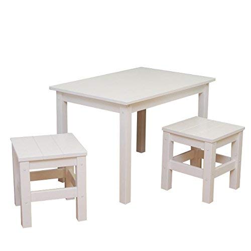 Preisvergleich Produktbild Dannenfelser Möbel® 3-teilige Kindersitzgruppe LA MER robuste Sitzgruppe für Kinder 1x Kindertisch + 2X Kinder-Hocker Holz weiß Kinderzimmer Kindersitzgarnitur Sitzecke #14924
