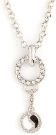 Charms Stainless Steel Necklace 70 cm with Zirconia Stones and Charms Yin Yang Pendant in Velvet Pouch