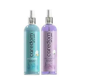 Caredom Combo Offer - Aloevera Lemon Dry Shampoo & Lavender Dry Shampoo | for Quick Water Free Bath | for Dog & Cat (200 ml * 2 Nos) (400 ml)