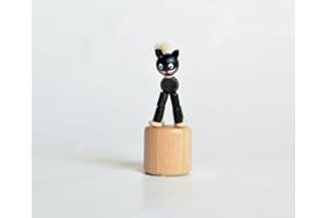 Rudolphs Schatzkiste Holzspielzeug Wackelfigur Katze Höhe=8cm NEU Spielzeug Wackeln Wackeltier Wackelspielzeug Figur Holzspielzeug Holztier Tier Drücken Drückfigur Holz Holzfiguren Seiffen Erzgebirge