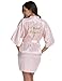 Produktbild Vlazom Hochzeits Roben Satin Kimono Kurz Robe Bademantel Morgenmantel V Ausschnitt mit Gürtel für Braut Hochzeit Aprty