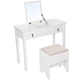 Songmics Schminktisch mit aufklappbarem Spiegel moderner...