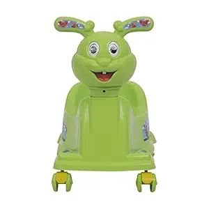 My Newborn Potty Training Seat for Children with Wheels and Rabbit Head Shaped Handle - Green