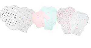 New Born Baby Boys and Girls Full Sleeves Bodysuit Rompers Onesies TOP Combo Set of 6 Cotton Regular FIT Soft and Stylish in Multiple Designs Pattern Assorted Mix (Multi-COLOR8, 9-12 Months)